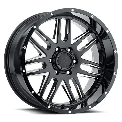 17" American Outlaw Wheels 12 Gauge Gloss Black W/Milled