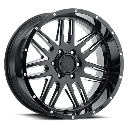 17" American Outlaw Wheels 12 Gauge Gloss Black W/Milled