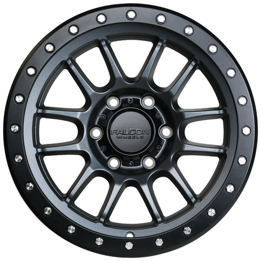 T7 - Matte Gunmetal w/Matte Black Ring - 17x9